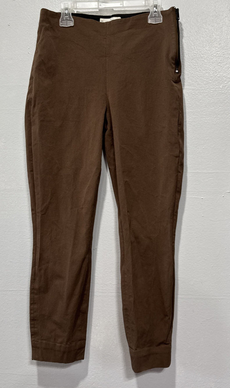 Everlane Women's Bi Stretch Work Pants Size 2 Cropped Brown Side Zip Casual